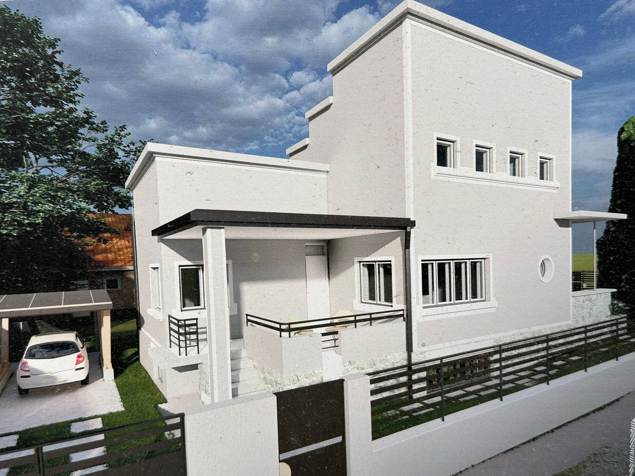 Lapos tető a piros cserepek között